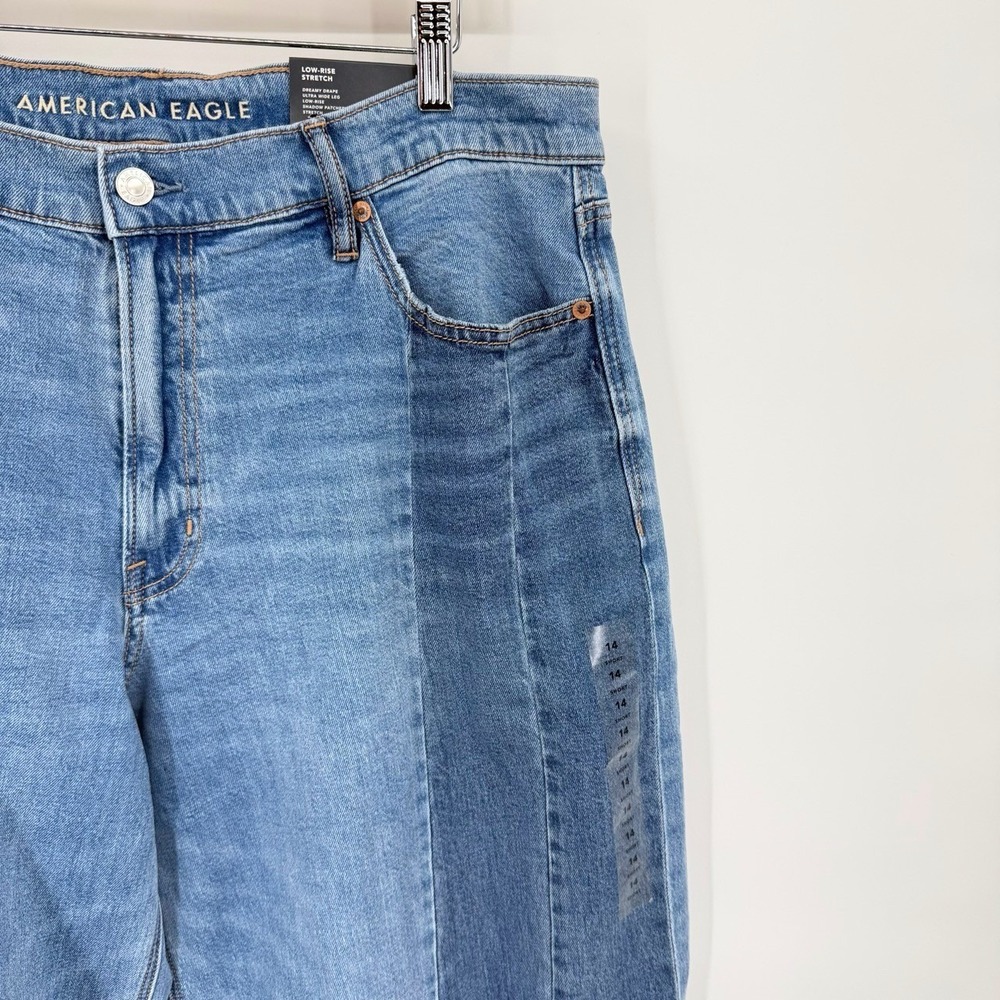 NEW American Eagle Dreamy Drape‎ Ultra Wide Leg Jeans Womens 14 Short Baggy Y2K - Picture 8 of 13